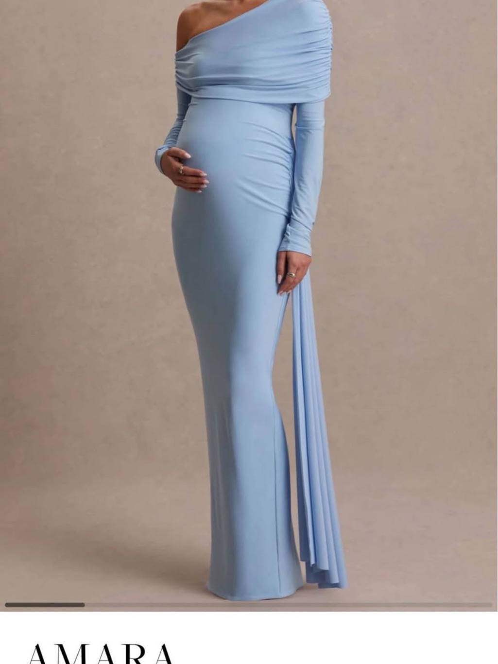 Club L London One-Shoulder Maternity Maxi Dress In Light Blue